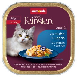 Voordeelpakket: 64x85g animonda vom Feinsten Adult Kip & Zalm in Gelei nat kattenvoer