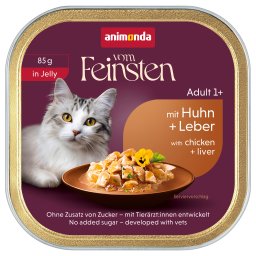 32x85g animonda vom Feinsten Adult Kip & Lever in Gelei natvoer voor katten