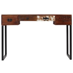 vidaXL Bureau 117x50x76 cm massief acaciahout en echt leer