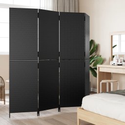 vidaXL Kamerscherm 4 panelen poly rattan zwart