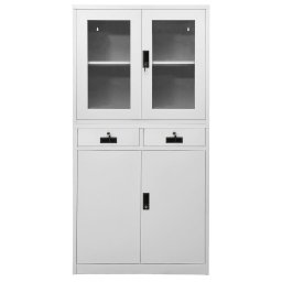 vidaXL Kantoorkast 90x40x180 cm staal en gehard glas lichtgrijs
