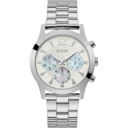 Guess Analoog kwartshorloge voor dames, met roestvrijstalen armband W1295L1, zilver
