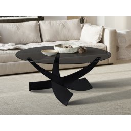 Salontafel WATIB Ø 90 cm rookglas/zwart