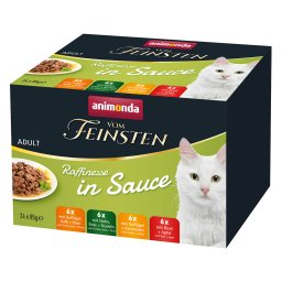 Voordeelpak: 24x85g animonda vom Feinsten Adult Raffinesse in Saus Adult Mixpakket 1 nat kattenvoer