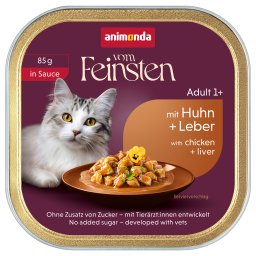 Voordeelpakket: 64x85g animonda vom Feinsten Adult Kip & Lever in Saus nat kattenvoer