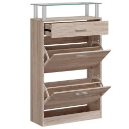 vidaXL Schoenenkast met lade en glazen bovenschap eiken-look