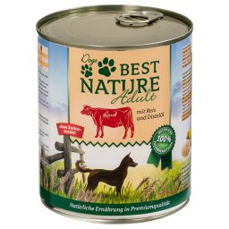 6x 800g Best Nature Dog Adult Rund, Rijst & Saffloer nat hondenvoer
