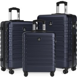 Set 3-delige hardschalige koffers New York - donkerblauw, 360° wielen, ABS