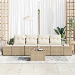 vidaXL Bankstel 5 st Beige en Crème poly rattan