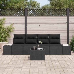 vidaXL Bankstel 5 st Zwart poly rattan