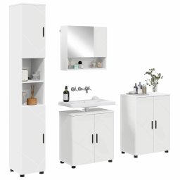 vidaXL Badkamermeubelset 4 st Wit 61 x 35 x 64 cm Bewerkt hout, Metaal
