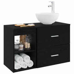 vidaXL Badkamermeubelset 2 st Zwart eiken Bewerkt hout