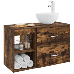 vidaXL Badkamermeubelset 2 st Gerookt eiken Bewerkt hout