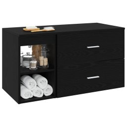 vidaXL Badkamermeubelset 2 st Zwart eiken Bewerkt hout