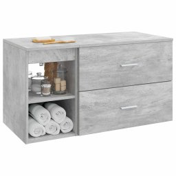 vidaXL Badkamermeubelset 2 st Betongrijs Bewerkt hout