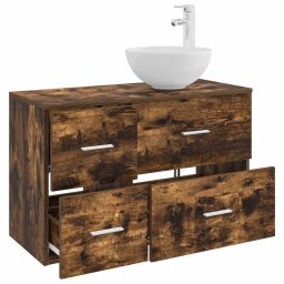 vidaXL Badkamermeubelset 2 st Gerookt eiken Bewerkt hout