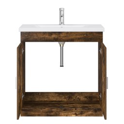 vidaXL Badkamermeubelset Gerookt eiken 81 x 40 x 84,5 cm Bewerkt hout