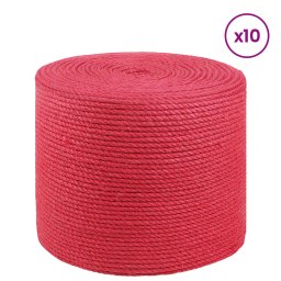 vidaXL 10 st 2 mm Rood 100% Tossa jute