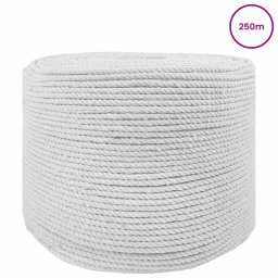 vidaXL Katoenen Touw 6 mm 250 m Wit 100% Katoen