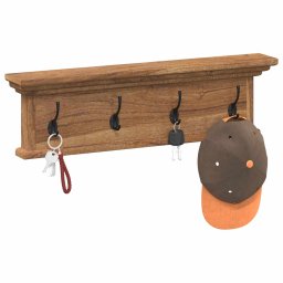 vidaXL Wandkapstok Naturel 70 x 10 x 20 cm Massief Teakhout