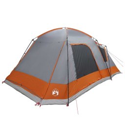 vidaXL Huisje Tent Grijs en Oranje 12-Persoons Polyester en staal