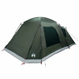 vidaXL Huisje Tent met dak Leger groen 12-Persoons Polyester en staal