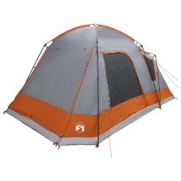 vidaXL Huisje Tent Grijs en Oranje 8-persoons Polyester en staal