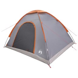 vidaXL Kamperen tent 4-persoons Grijs en Oranje