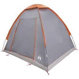 vidaXL Kamperen tent 2-persoons Grijs en Oranje Polyester en staal