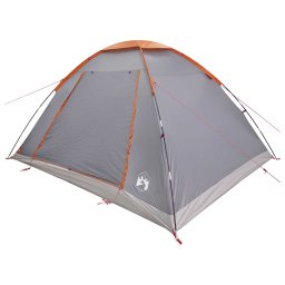 vidaXL Kamperen tent 6-persoons Grijs en Oranje Polyester en staal