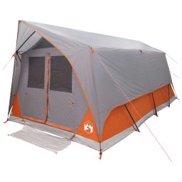 vidaXL Tunneltent Grijs en Oranje 10-persoons Polyester en staal