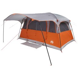 vidaXL Tunneltent 10-persoons Grijs en Oranje Polyester en staal