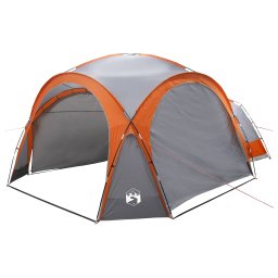 vidaXL Zijtent Grijs en Oranje 410 x 410 x 250 cm Polyester en staal