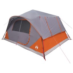 vidaXL Directe Tent 10-persoons Grijs en Oranje Polyester en staal
