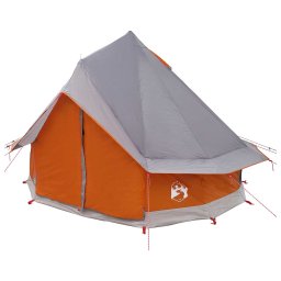 vidaXL Tipi Tent 4-persoons Grijs en Oranje Polyester en staal