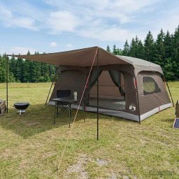 vidaXL Gezinstent 14-persoons Bruin Grijs Polyester en staal