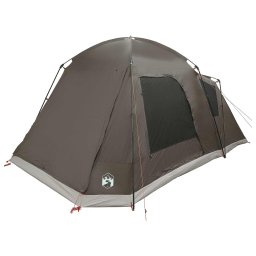 vidaXL Huisje Tent met dak Bruin grijs 8-persoons Polyester en staal