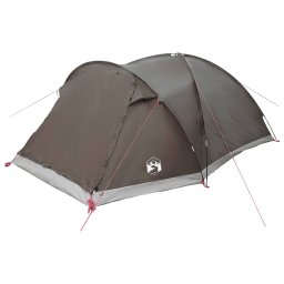 vidaXL Huisje Tent met dak Bruin grijs 6-persoons Polyester en staal