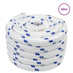 vidaXL Boottouw 3 mm 50 m Wit en Blauw