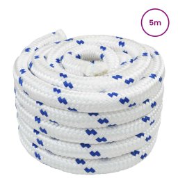 vidaXL Boottouw 5 mm 5 m Wit en Blauw
