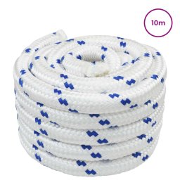 vidaXL Boottouw 5 mm 10 m Wit en Blauw
