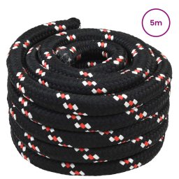 vidaXL Boottouw 5 mm 5 m Zwart en Rood