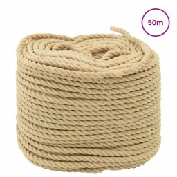 vidaXL Boottouw 3 mm 50 m Naturel