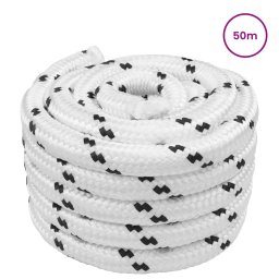 vidaXL Boottouw 2.5 mm 50 m Wit Polyester