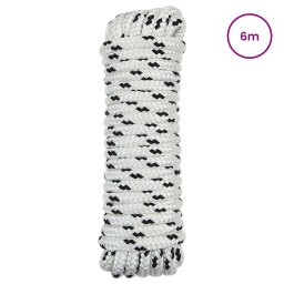 vidaXL Boottouw 10 mm 6 m Wit en zwart Polyester
