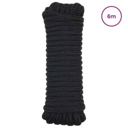 vidaXL Boottouw 12 mm 6 m Zwart Polyester