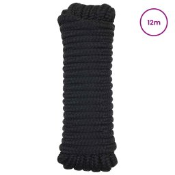 vidaXL Boottouw 2 mm 12 m Zwart Polyester