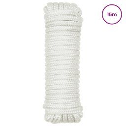 vidaXL Boottouw 10 mm 15 m Wit Polyester