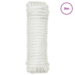 vidaXL Boottouw 2 mm 9 m Wit Polyester