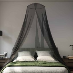 vidaXL Klamboe voor bed 156 mesh Zwart ⌀56 x 220 cm Polyester